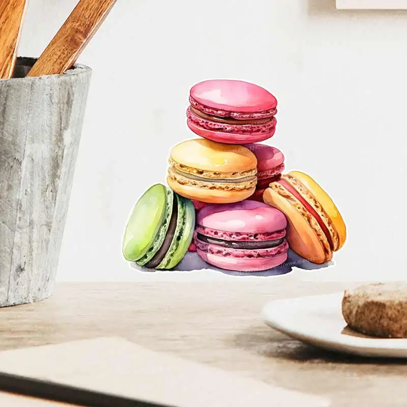Macaroon French Cookie Wall Stickers Kitchen Decoration Dining Room Living Room Refrigerator Home Decoration Decals M1497
