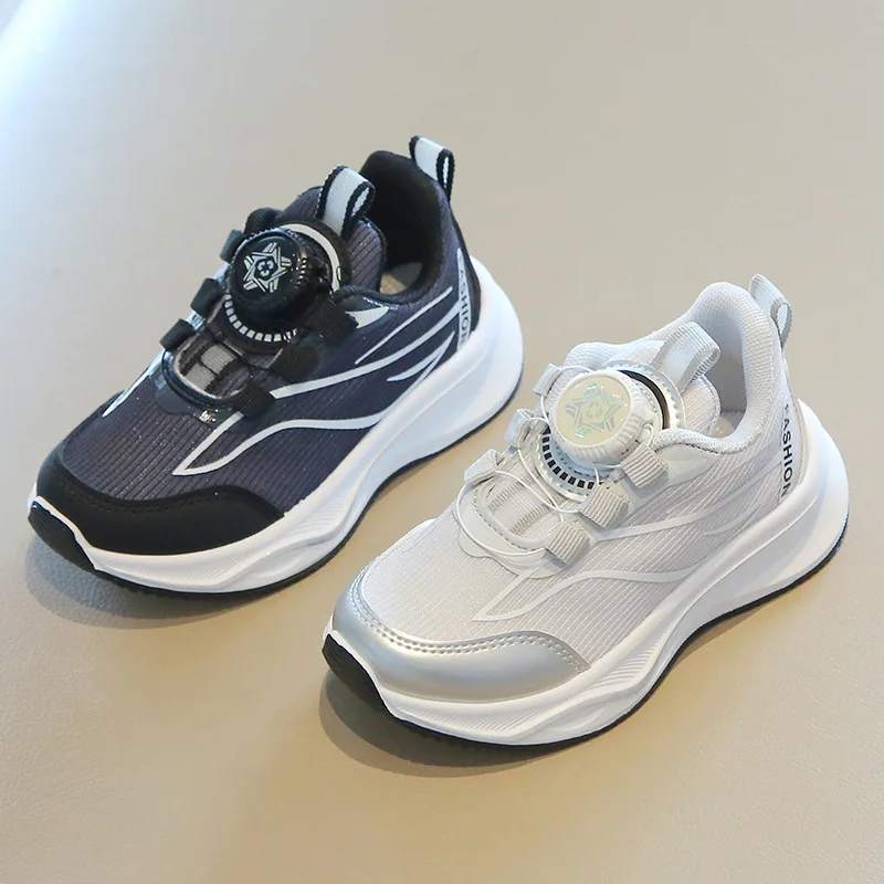 

Students Non-slip Soft Sole Running Shoe Fashion Children Button Sports Shoes for Boys Girls Casual Sports Shoes Kids Breathable