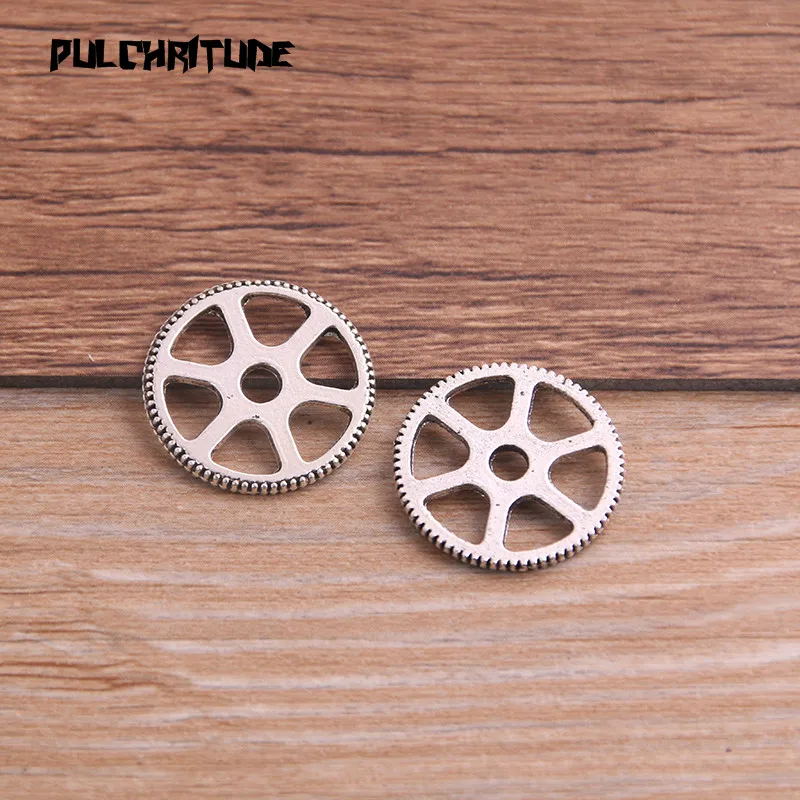 10PCS 20mm Four Color Metal Alloy Machinery Round Gear Pendant Jewelry Charm Jewelry Gear Findings