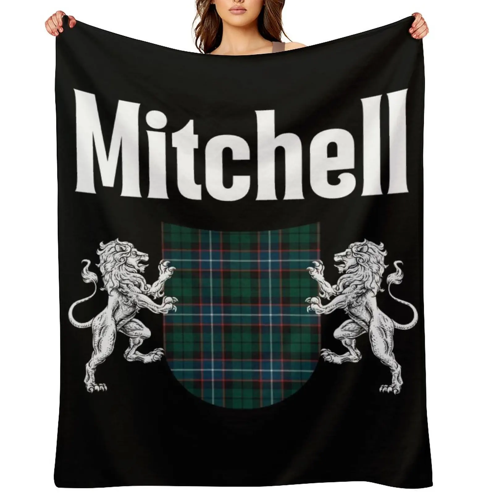 Mitchell Clan Scottish Name Coat Of Arms Tartan Throw Blanket Decorative Throw funny gift Sofa Throw Picnic Blankets