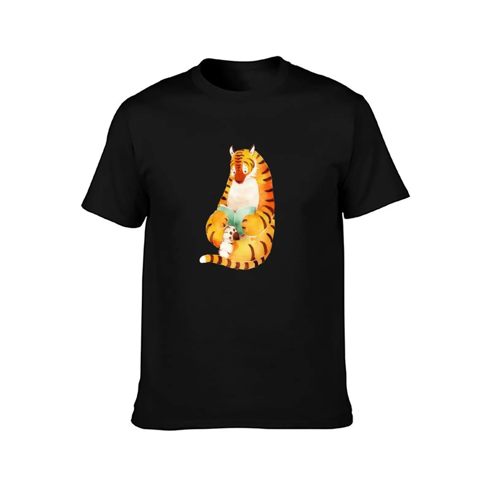 Reading Tiger T-Shirt, Summer Casual Cotton Tee, Oversized Streetwear Tops, Vintage Graphic Print, Loose Fit Short Sleeve