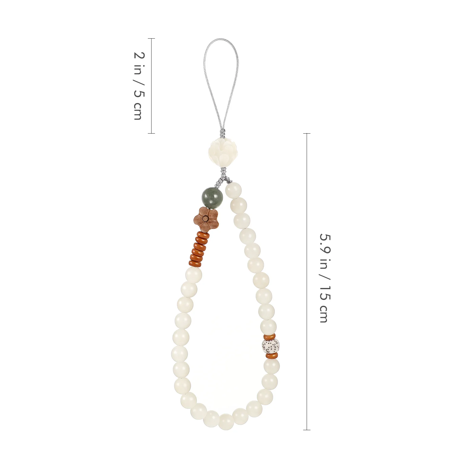 Beaded Phone Strap White Jade Bodhi Lanyard Cell Lanyards Exquisite for Hanging Rope Chinoiserie Ornaments