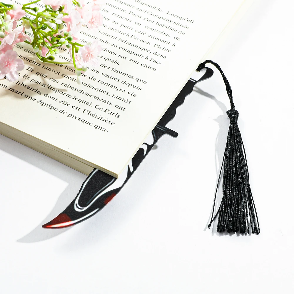 1pcs Acrylic Ghost Bookmark with Black Tassel For Horror Movie Lovers Read Marker Gift for Book Lovers Office Stationery