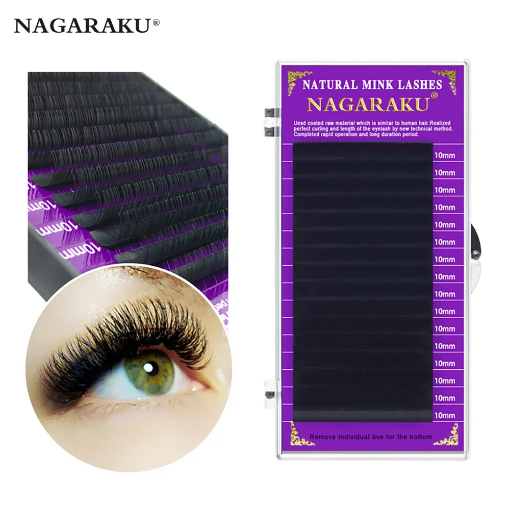 NAGARAKU 16rows Faux Mink Individual Eyelash Lashes Soft Natural Cilia Matte Lashes