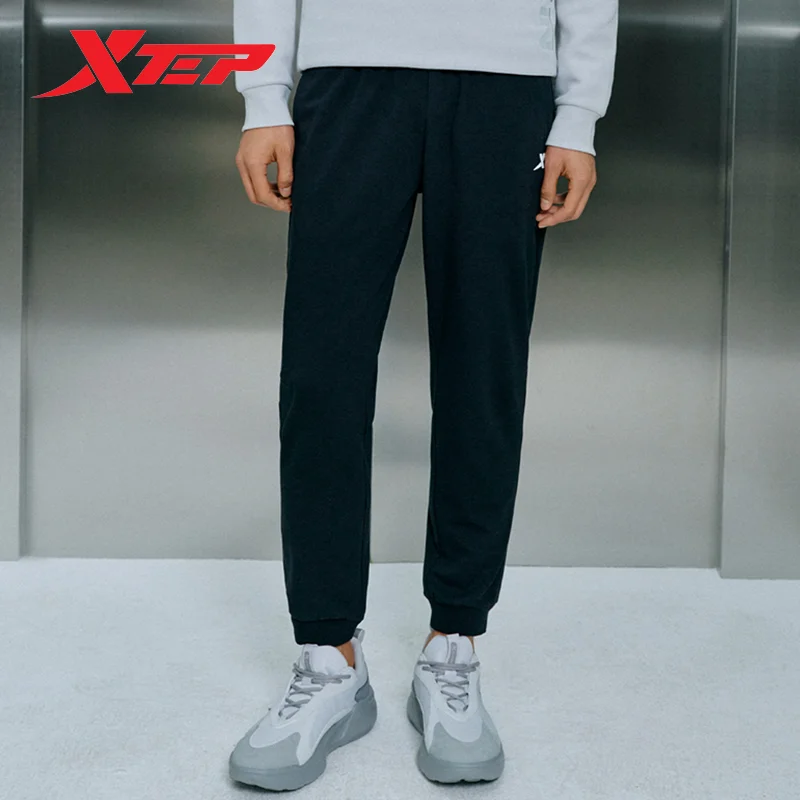 Xtep Knitted Trousers For Men 2024 Spring Comfortable Leisure  Sweat-Absorbing Training Cropped Pants Bottoms 876129840089