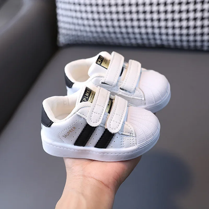 Toddler Baby Kids Fashion Design Walking Shoes Sneakers White Non-slip Casual Shoes Boys Girls Breathable Outdoor Board Shoes