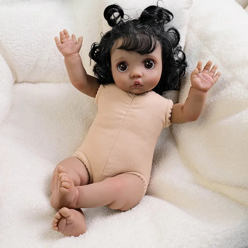 

40cm Peeka Nude DOll in Soft Cloth Body Lifelike Reborn Doll Hand rooted Hair Cuddly Baby Doll