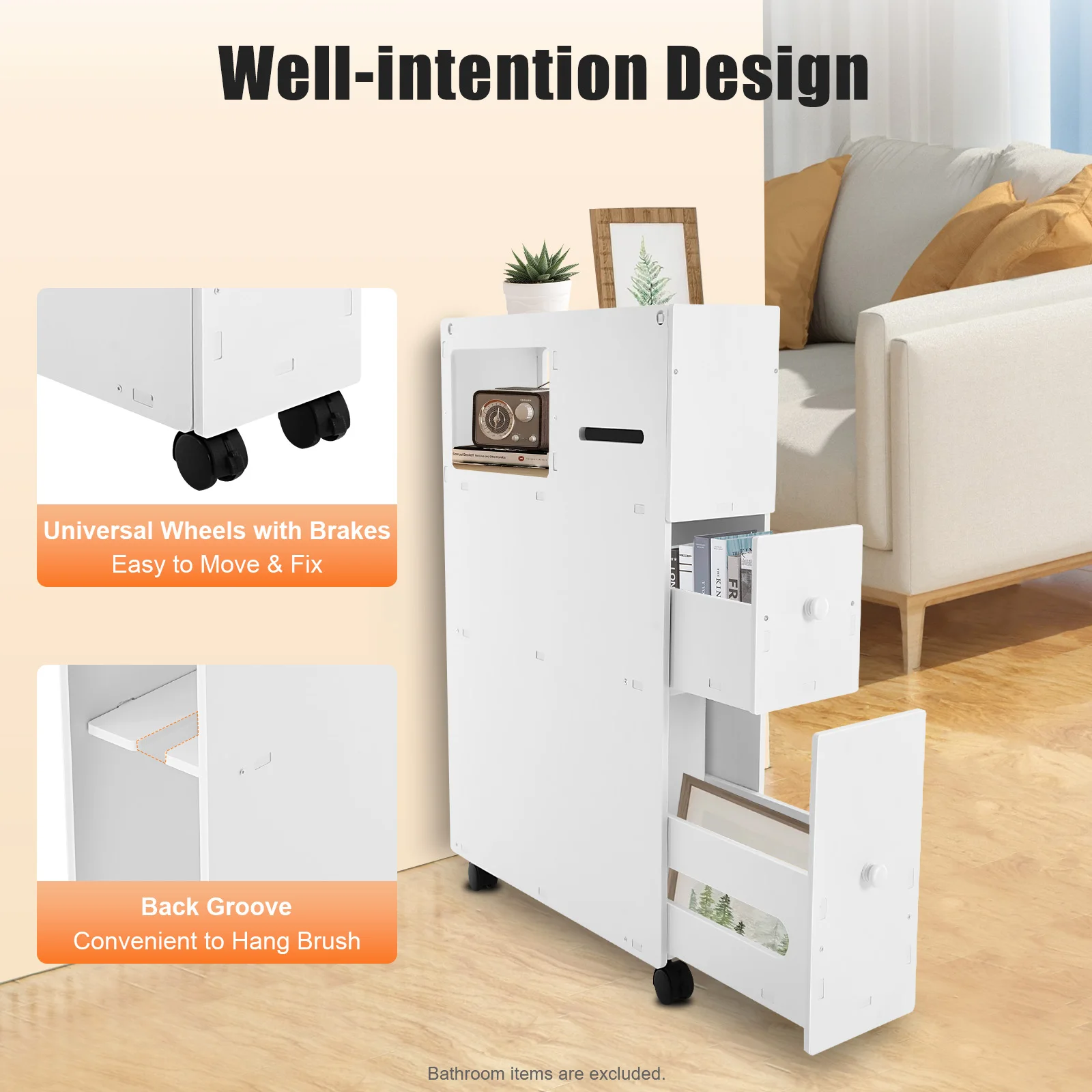 Narrow Wheeled Storage Cabinet 5