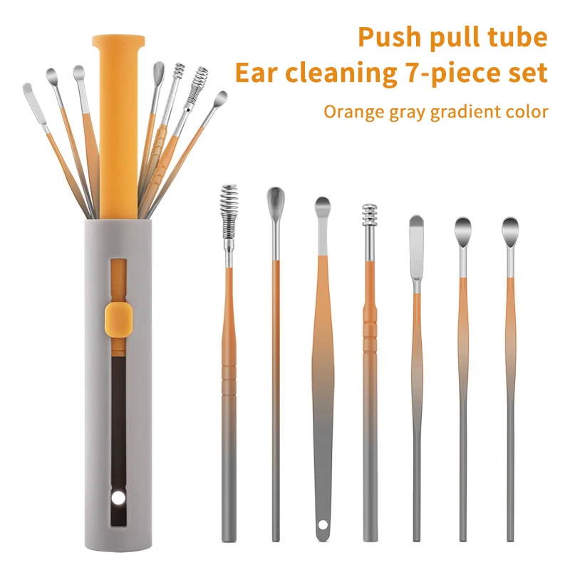 

Effective 7Pcs Earwax Cleaning Spoon With Spiral Earpick And Ear Curette Earwax Removal Kit Stainless Steel Ear Care Tool