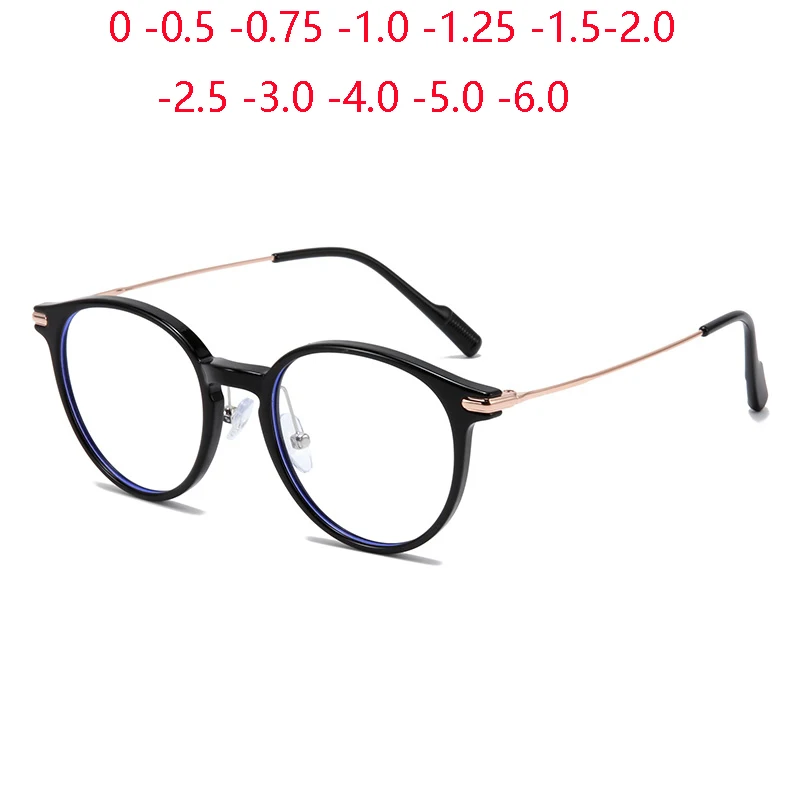 Gafas graduadas ovaladas para miopía, anteojos con montura negra y dorada, Anti rayos azules, para hombres y mujeres, 0-0,5-0,75 To-6,0