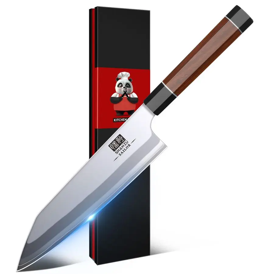 

8 Inch Japanese Chef Knife, 9 Layers 10Cr15MoV High Carbon Steel Professional Kitchen Knife, Sharp Cooking Knife with Ergonomic