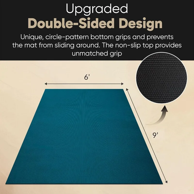 Extra large  extra thick  extra comfortable  non-slip barefoot exercise mat for any floor  suitable for stretching aerobics