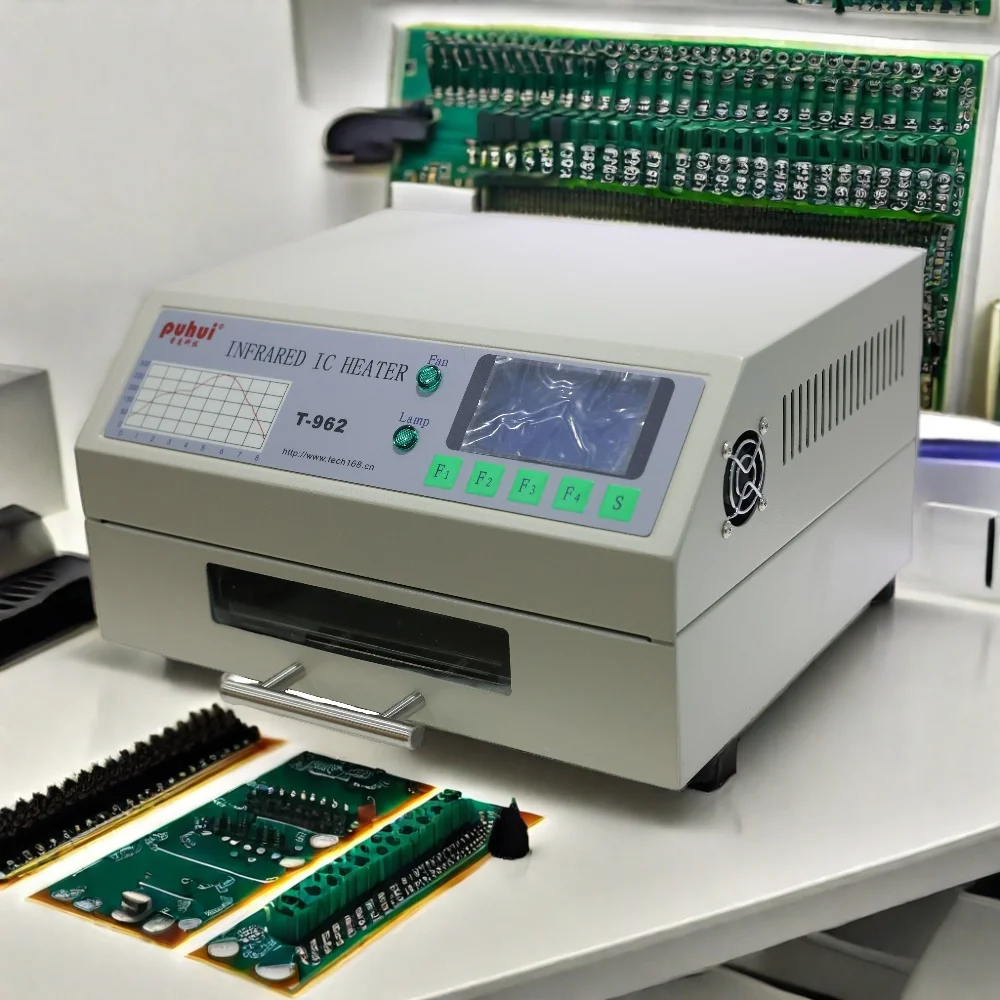 PUHUI T-962 Infrarood IC Heater Met Rook Kanaal Infrarood Reflow Soldeermachine BGA SMD Rework Soldeerstation