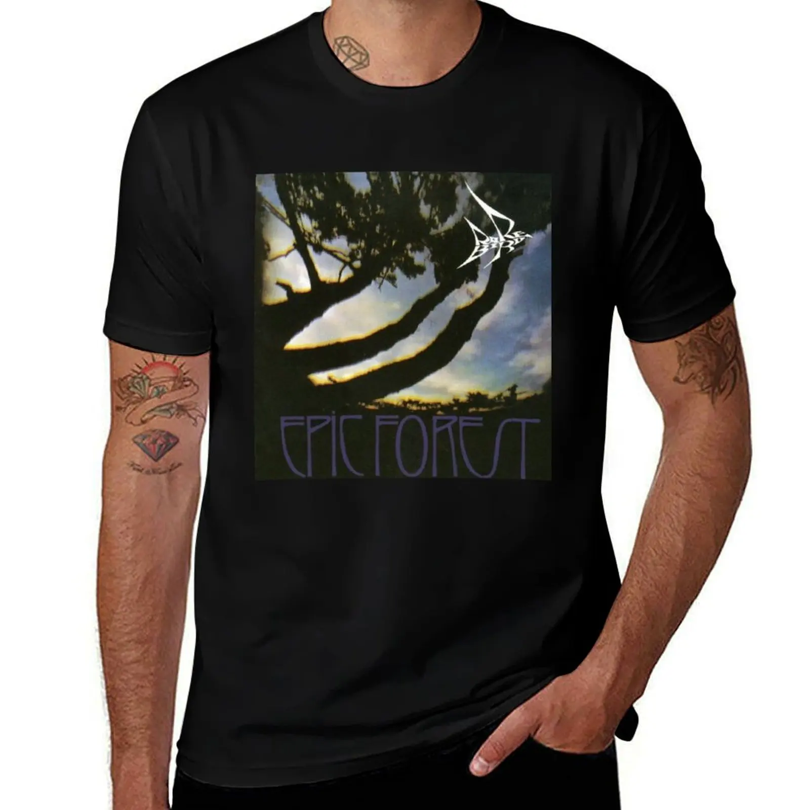 Camiseta Rare Bird Epic Forest, camisetas para hombre, camiseta informal para hombre, Camiseta 100% de algodón