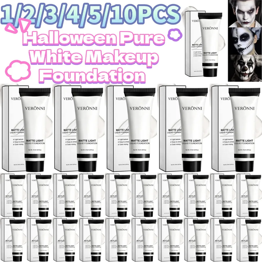 Fondotinta Professionale Bianco - Impermeabile, Finitura Opaca, per Fotografia, Clown, Trucco Gotico, Tenuta 24 Ore, Cosmetici dall'Aspetto Naturale