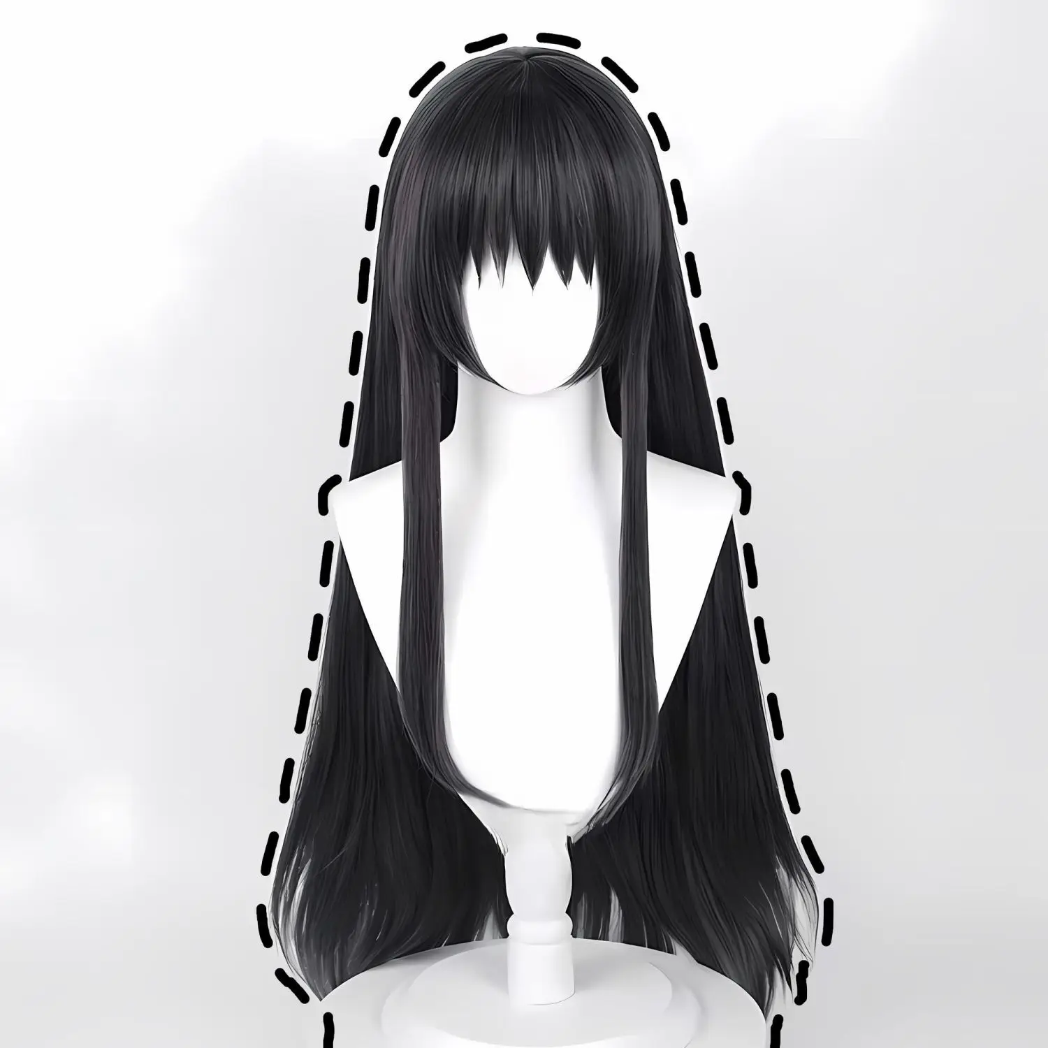 Peruca cosplay Puella Magi Homura Akemi |   Peruca completa extra grossa Jet Black para fotos de convenção