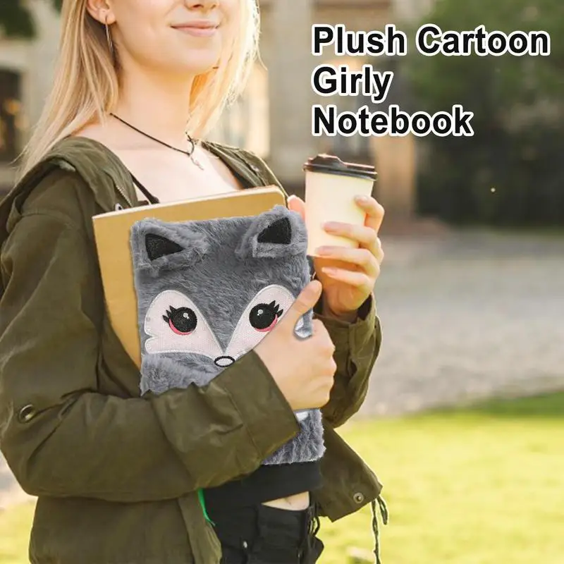 Children's Plush Rabbit Foxes Cartoon Notebook Diary Book Cute Girl Student Kindergarten Gift Stationery Supplies