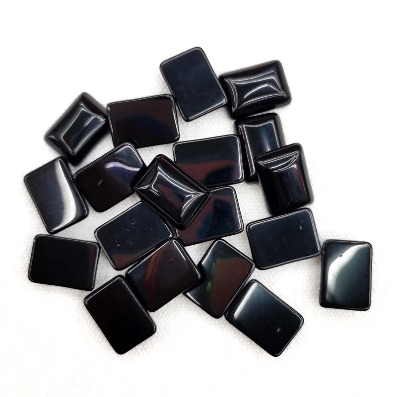 Natural Black Onyx Stone beads 10x14MM Rectangle cab cabochon for jewelry making beads Free shipping no hole Wholesale 12Pcs/lot