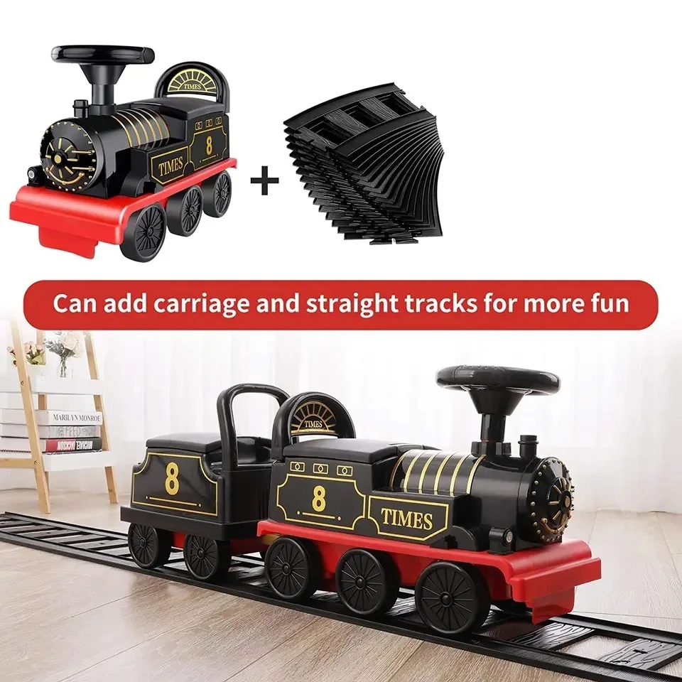 Extra Large Seatable Person Rail Toy Car Retro Electric Train Car Can Carry Train Rail Car LED Lights Riding Toy