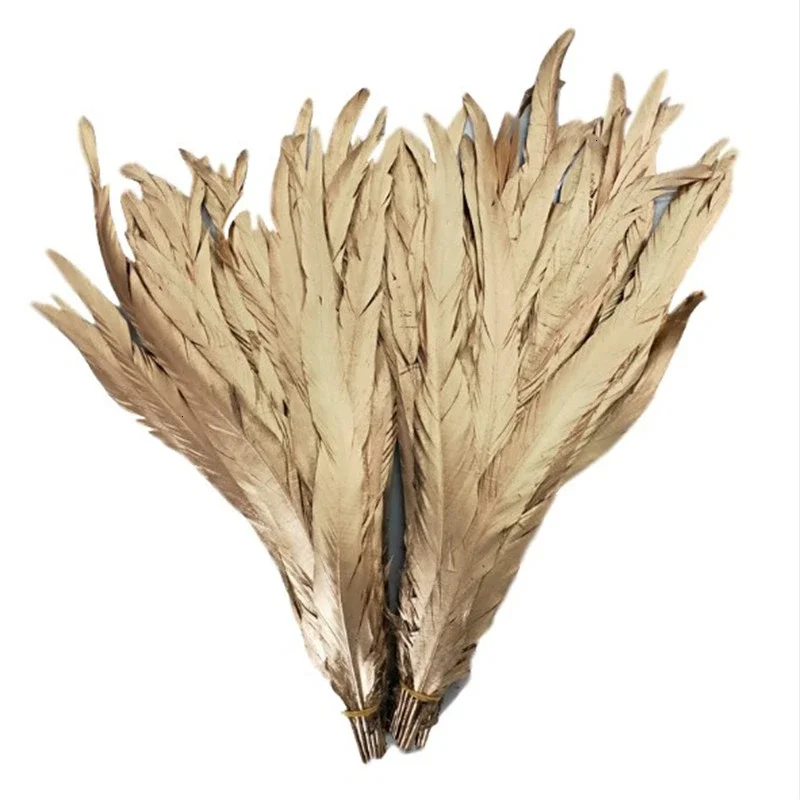 100pcs/lot Natural Gold chicken Tail Feathers 30-35cm/12-14inch Clothing Diy Decoration Stage Performance Rooster Feather