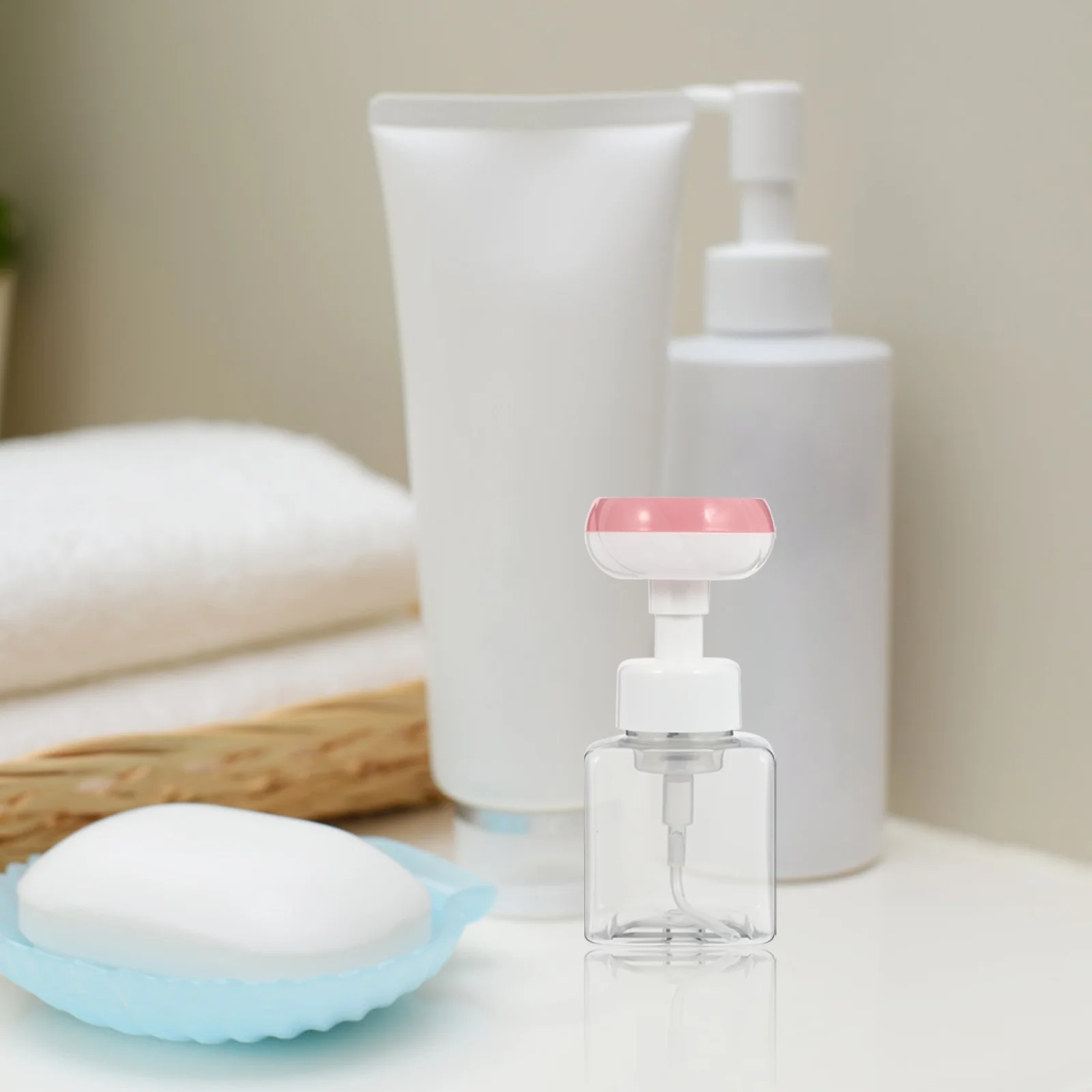 

4PCS Flower Shaped Foaming Bottles High Quality Plastic Large Capacity H washing Travel Mousse Press Bottles Portable Sub