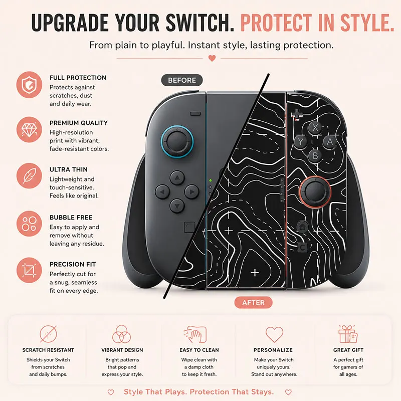 Creative pattern SWITCH game console protective film, with natural touch and comfortable feel, featuring personalized designs