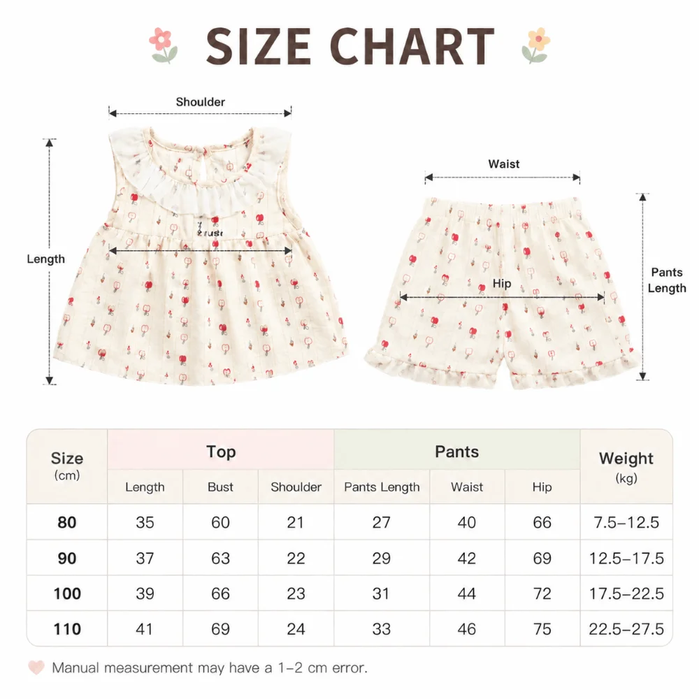 Soft Floral Print Two-Piece Sleeveless Princess Set 1-4Y Polyester Fiber Sleeveless Outfit Top + Shorts Set Toddler