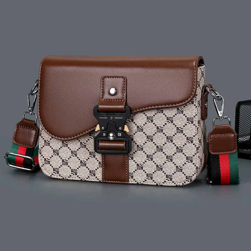 

Luxury Plaid Crossbody Bags Men Fashion Buckle Flap Men's Crossbody Bag Casual Shoulder Bag Male Waterproof Business Sling Bags