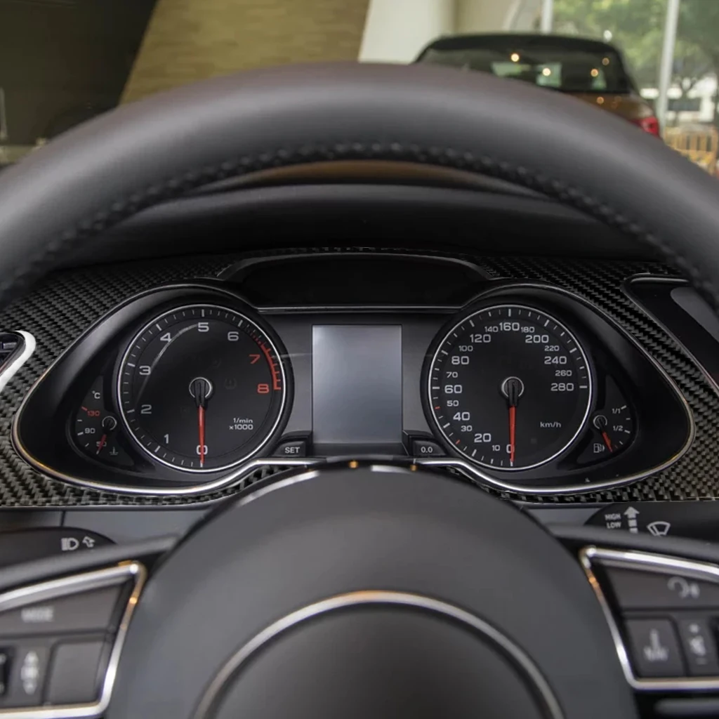 

Для Audi A4 B8 S4 RS4 2013 2014 2015 из настоящего углеродного волокна, приборная панель, спидометр, навигационная панель, накладка, автомобильные аксессуары, наклейка