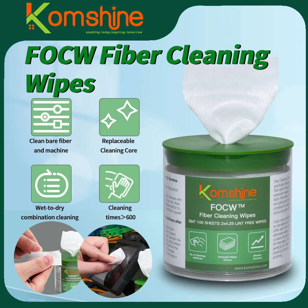 

Komshine FOCW 100 PCS/Box Optical Fiber Cleaning Wipes Platform DustPaper Fiber Lint-Wipes Optical Fiber Clean Paper