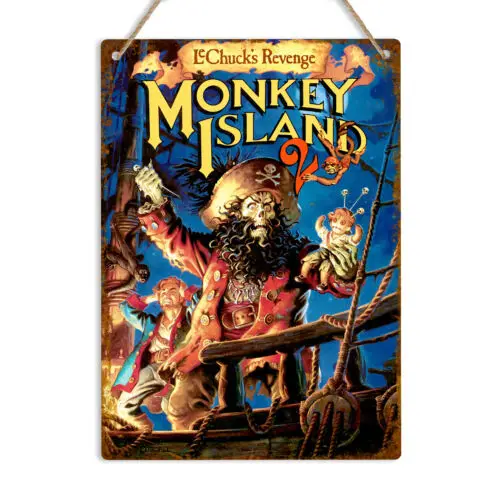 MONKEY ISLAND 2 Vintage Metal Wall Sign Retro gaming Plaque Amiga Man Cave-Aluminum