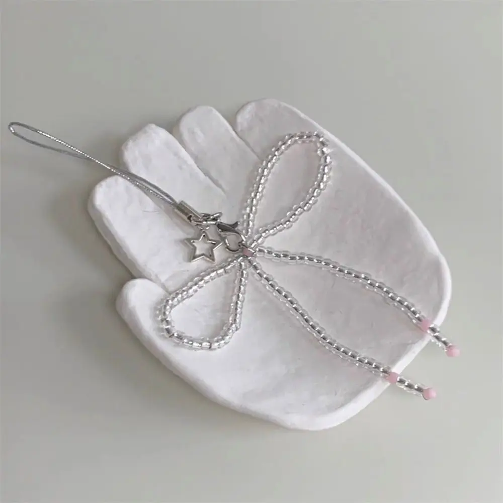 

Kawaii Phone Charms Bead Phone Pendant Sweet Girl Pink Bow Y2K Phone Lanyard Handmade Ins Korea Cellphone Chain Phone Case