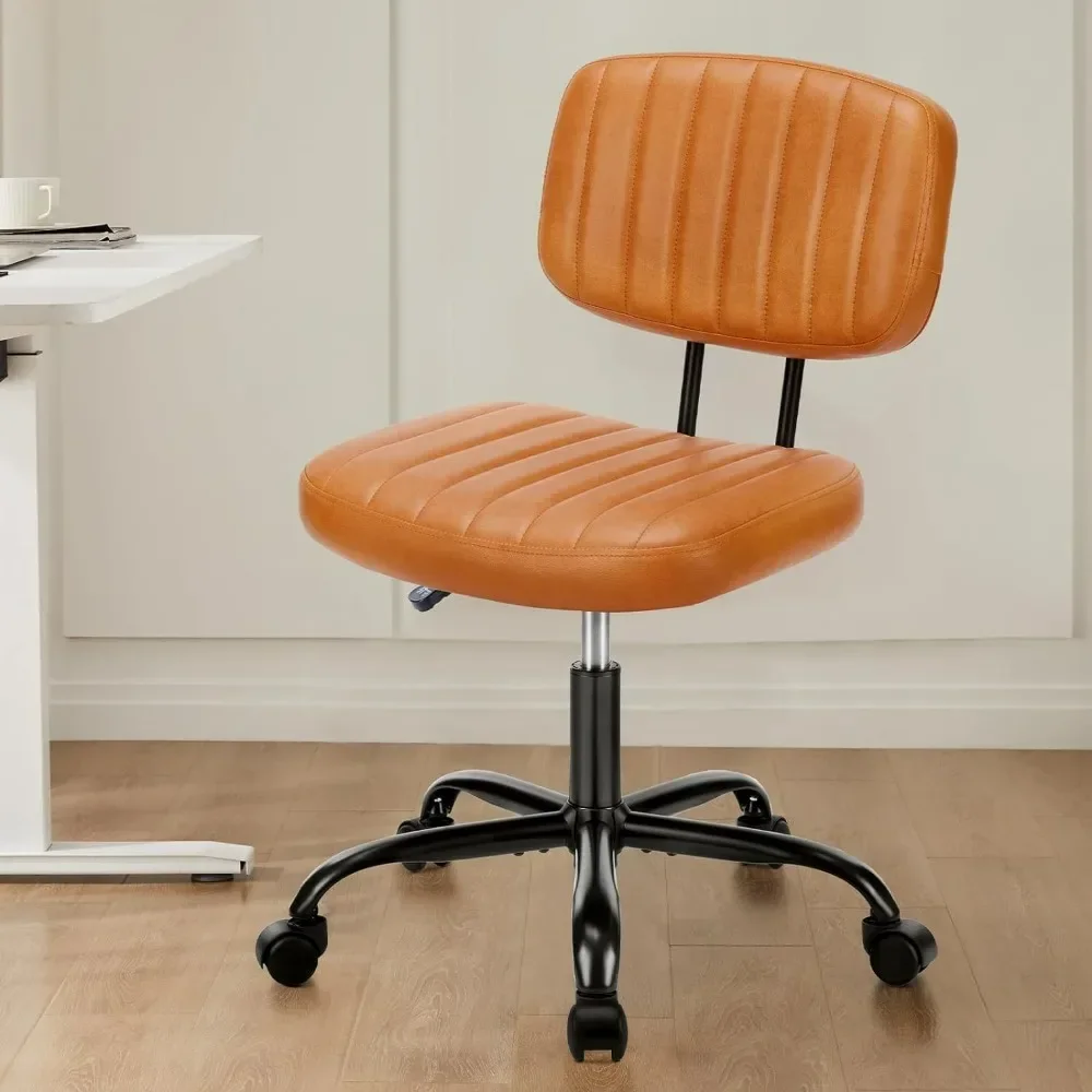 

#For Home Office Desk Chair with Wheels, PU Leather Low Back Lumbar Support, Adjustable Height 360° Rolling Swivel,Chairs&