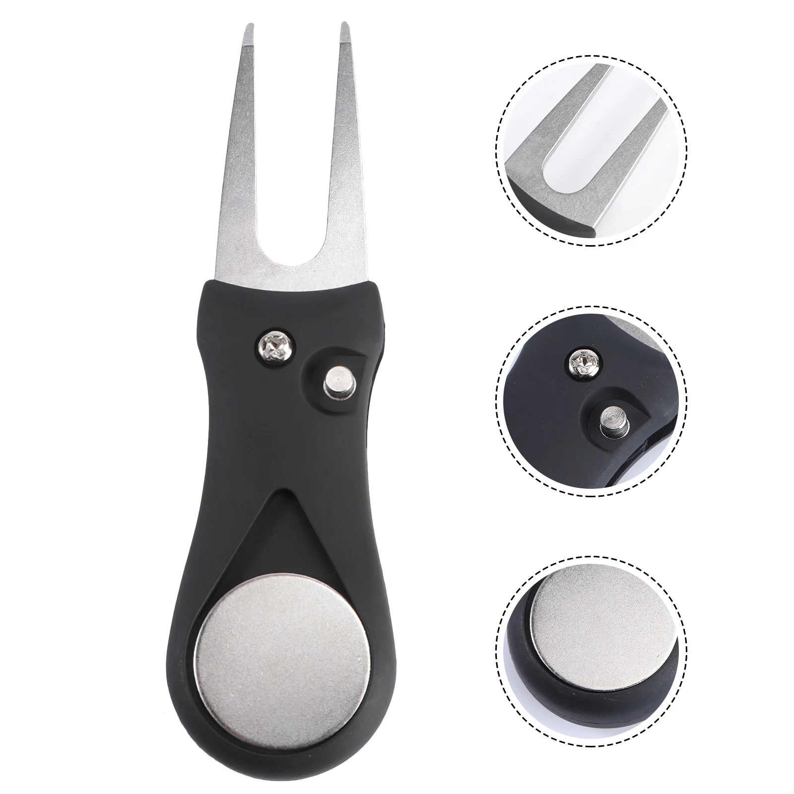 

Stainless Steel Divot Fork Tool Golf Green Repair Club Accessory Silver 7X2.8X1.3Cm Compact Lightweight Automatic Spring Button