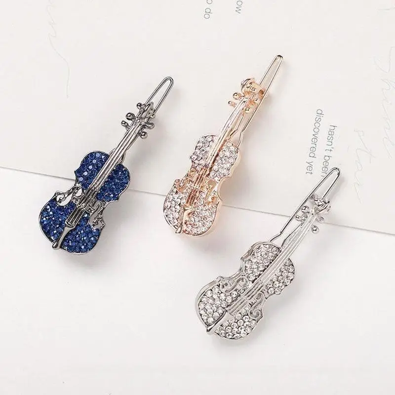 1Pc Violin Hair Clip Sweet Hairpins Hair Clip Korean Barrette Crystal Rhinestone Headwear Clips Cute Hair Accessories R3N3