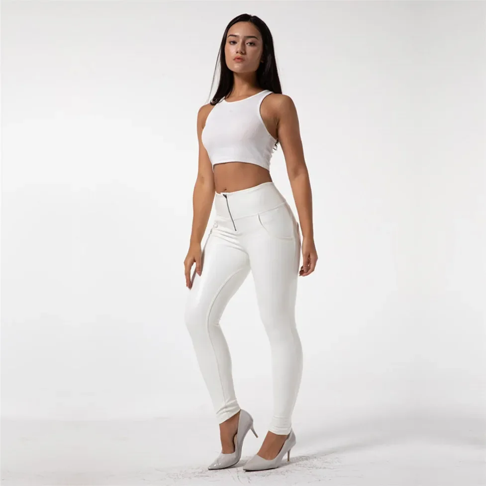 Shascullfites Hose aus Kunstleder, vier Möglichkeiten, dehnbar, hohe Taille, weiße Winterkleidung, Damen, mit Fleece gefüttert, Push-Up-Hose – Detail 10