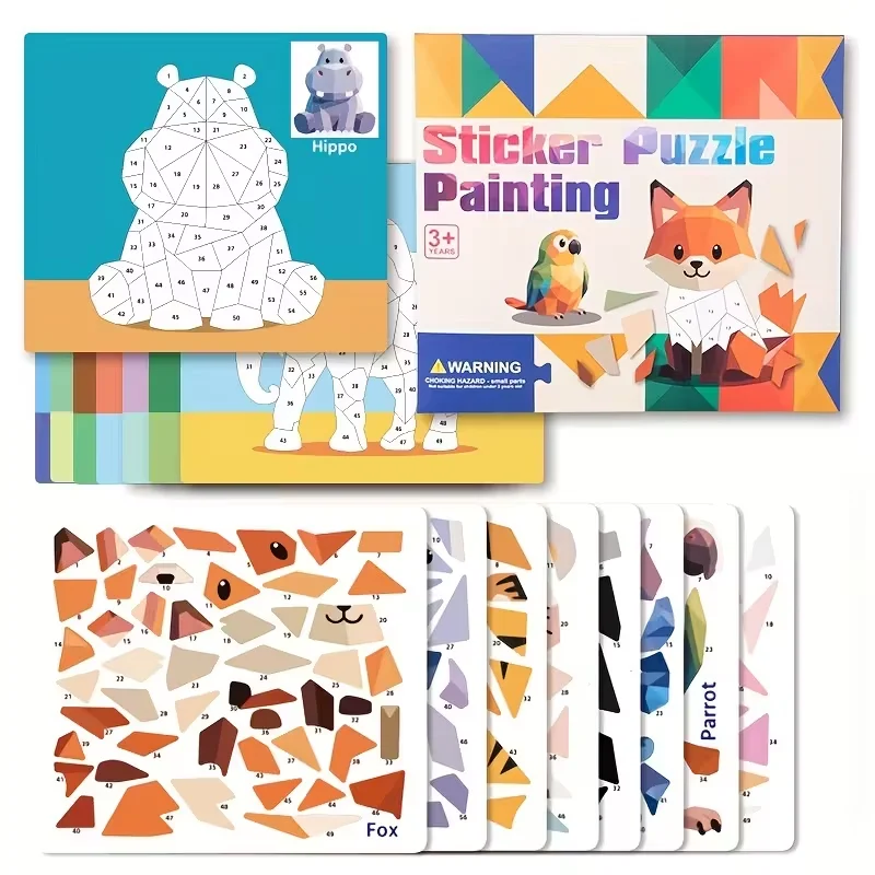 A Book for Children Featuring Sticker Puzzles and Creative 3D Stickers Across Various Themes, Designed To Be Portable
