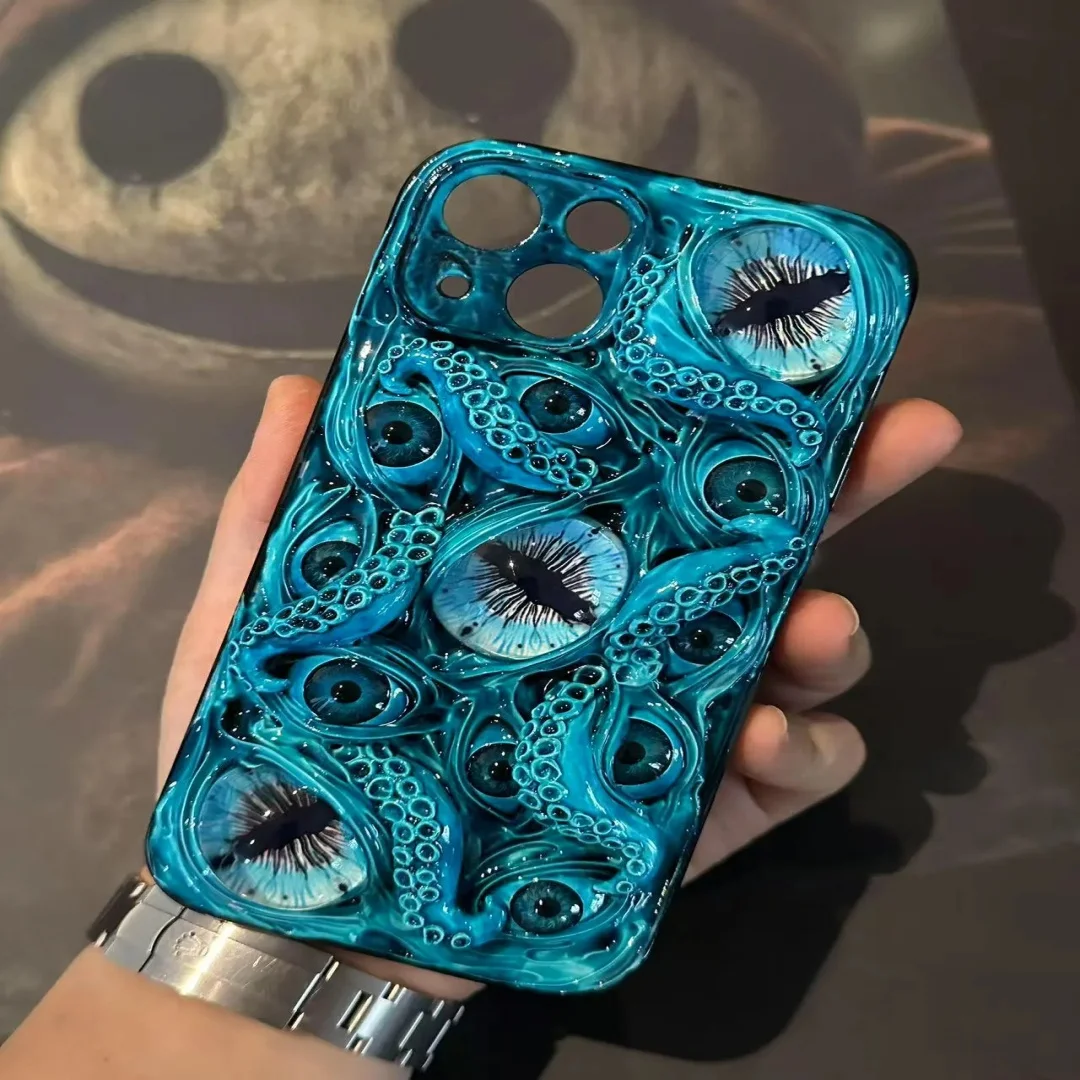 حافظة هاتف Cthulhu Tentacles ذات عيون متوهجة، 16 Pro Max 15 14 12 Mini 11 SE 8 Plus X XR iPhone، Samsung Galaxy Z Flip 6. #6