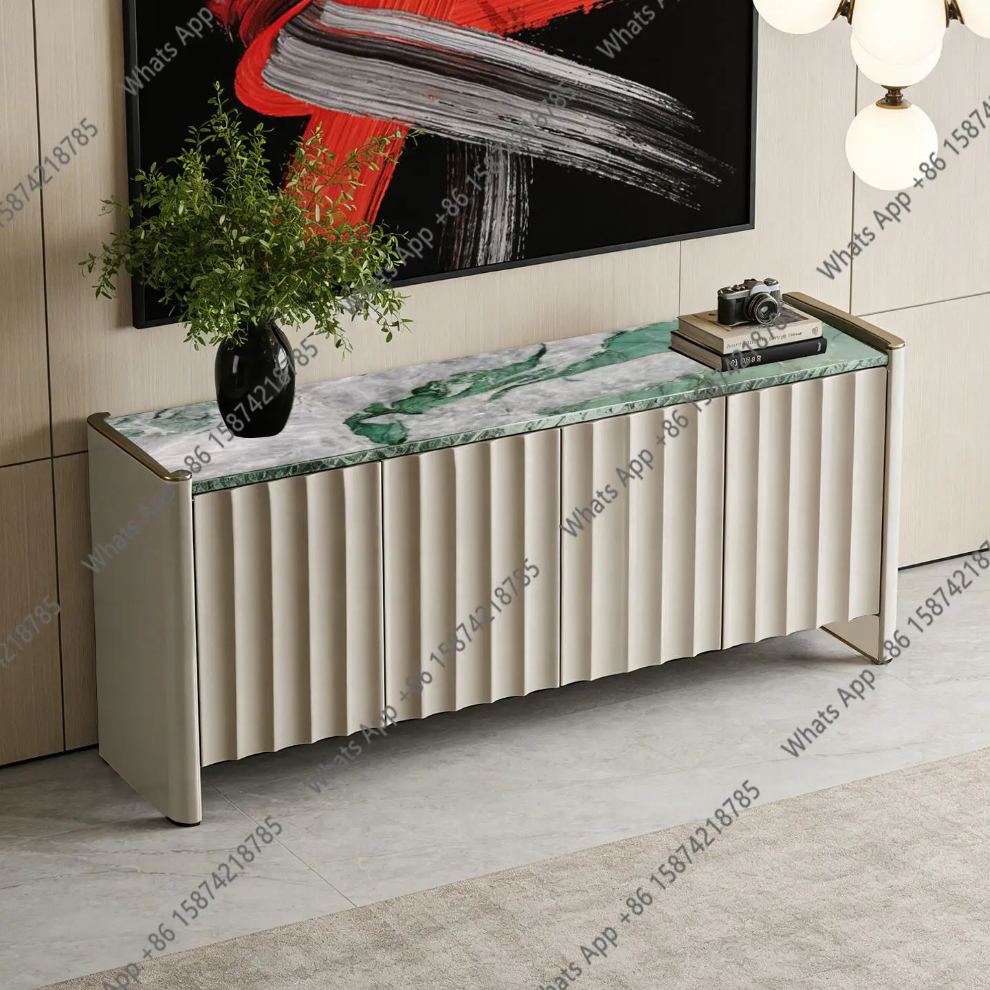 

Italian light luxury entrance cabinet entrance hall decoration modern dining side cabinet baking paint living room storage