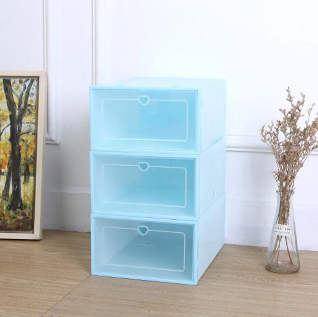 

1/3PCS Multi-Color Foldable Clear Shoes Storage Box Plastic Stackable Shoe Organizer, Essentials Indoor Household Shoe Organiser