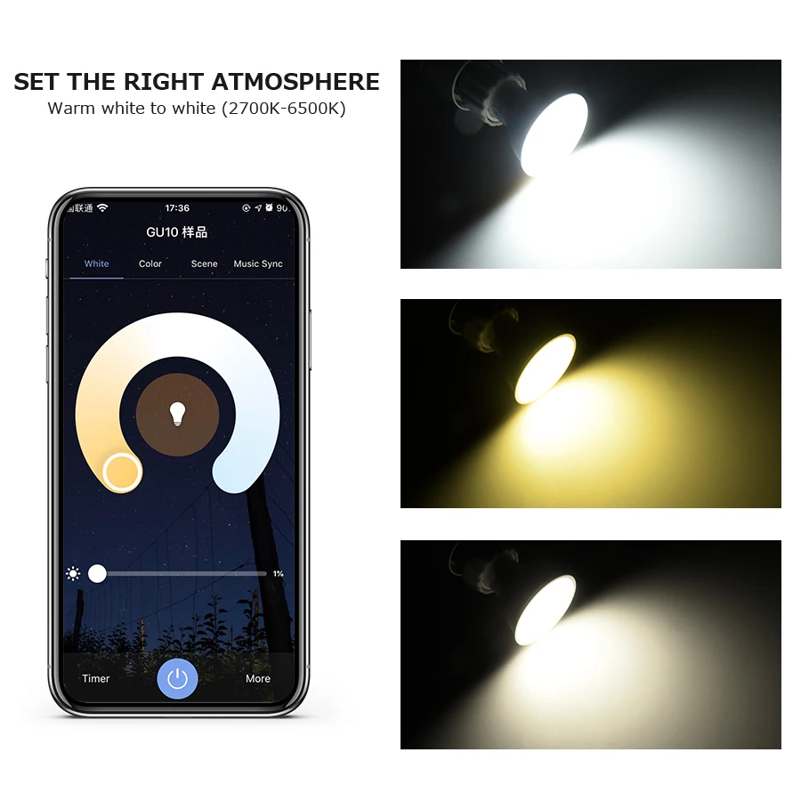 Bild 7: Tuya WiFi Smart GU10 Glühbirne RGB CW WW WiFi LED-Spotlight Kompatibel mit Alexa, Google Assistant und Smart Life App AC 220V