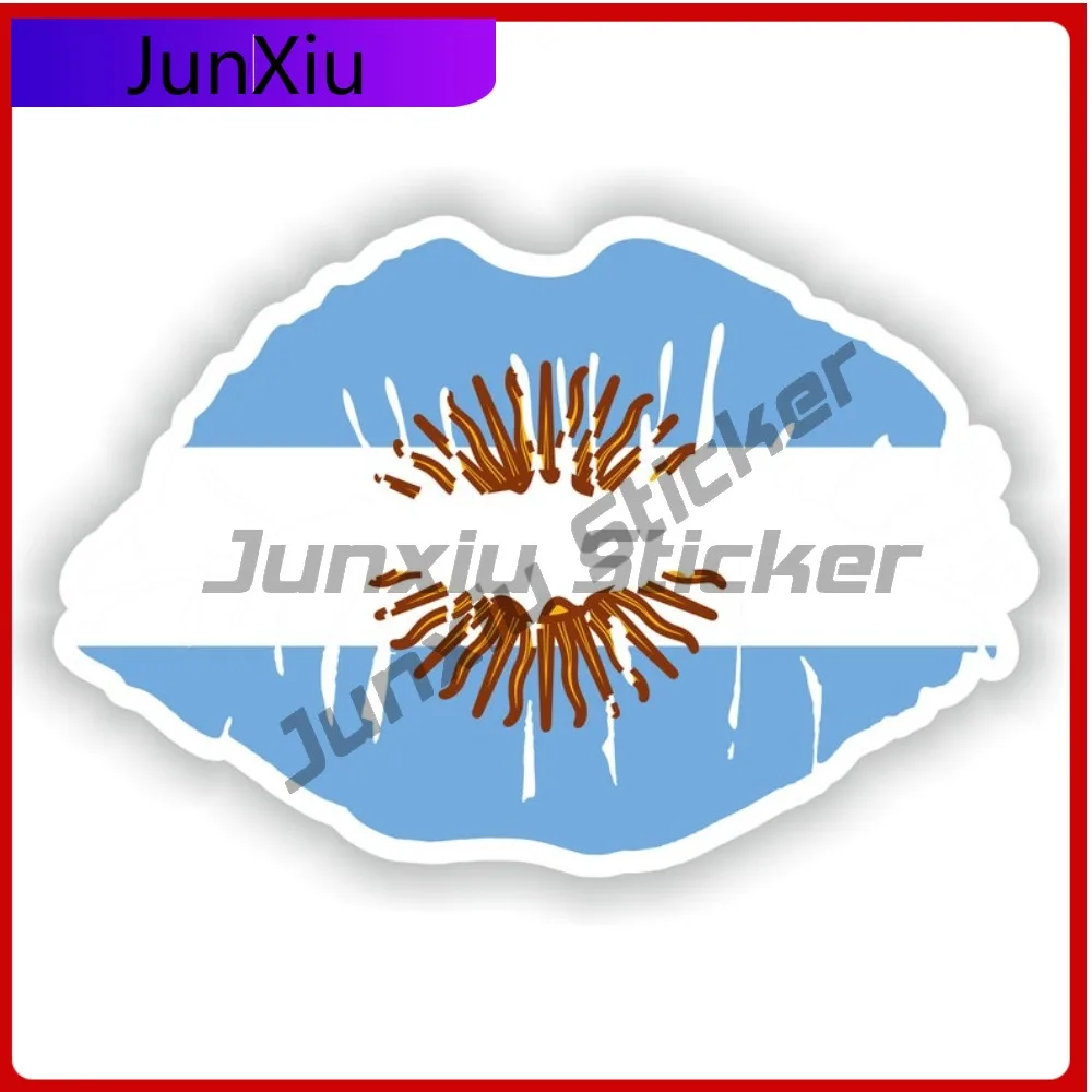 

Argentina Flag Lips Shape With National Emblem Vinyl Car Decals Adventure Motorcycle Stickers Camping Logo Sticker For Car Funny