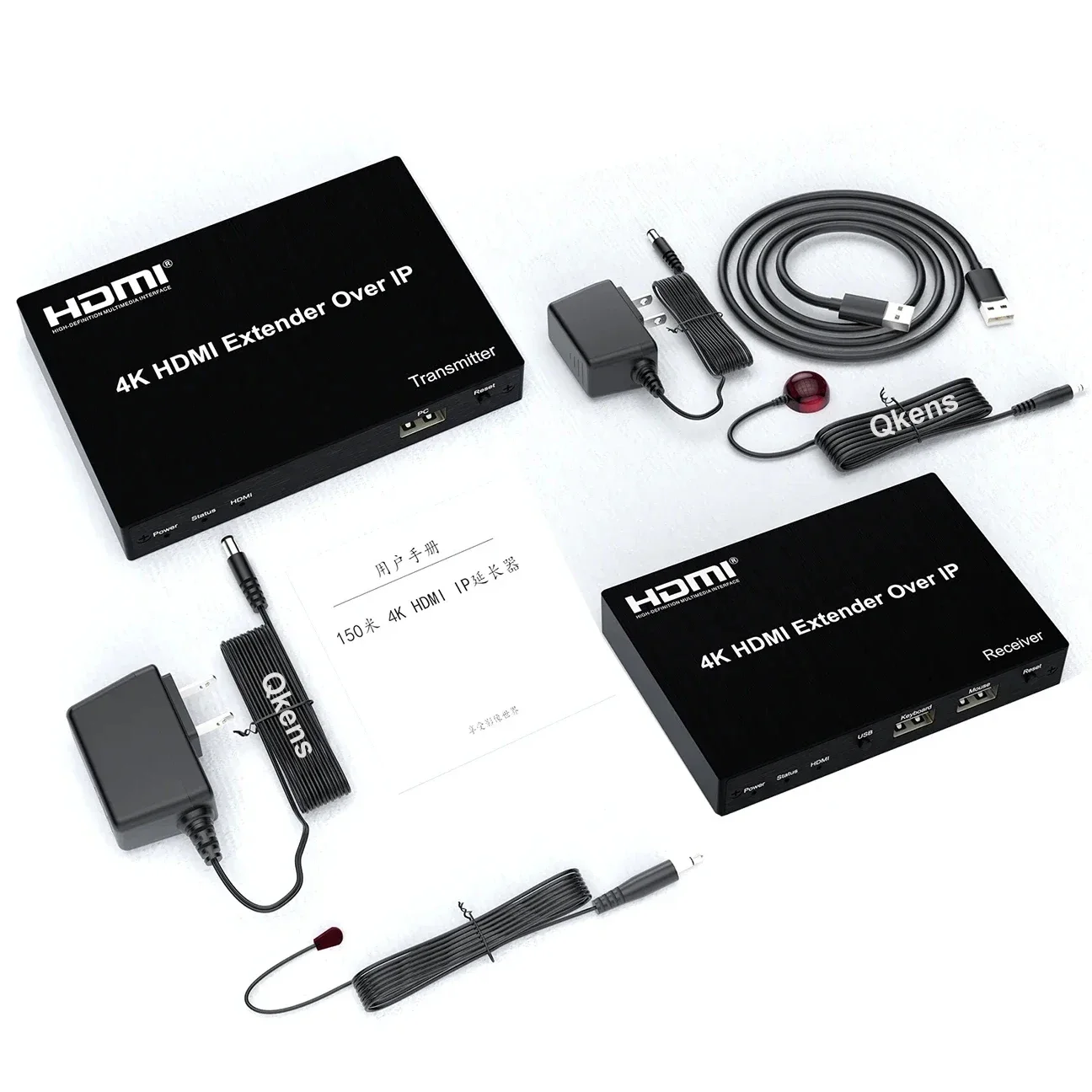 4K Video Transmitter Receiver HDMI KVM Extender Over IP Support One To Many CAT6 Cable 150M Mouse Keyboard Lossless Transmission