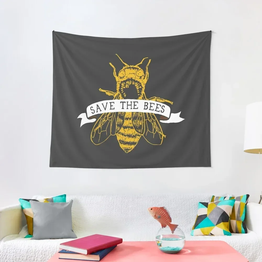 

Save The Bees! (Dark) Tapestry Carpet Wall Room Decore Aesthetic Decoration For Rooms Tapestry