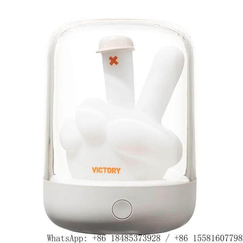 Victory Gesture Silicone Night Light Dimmable Warm Bedside Lamp Cute Novelty Lamp for Birthday Party Holiday Present