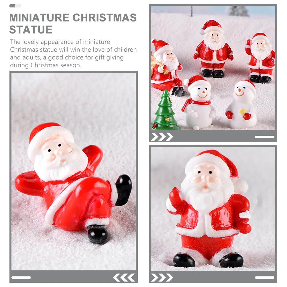 10 Pcs Christmas Santa Claus Miniature Landscape Snow Ornaments Party Favors Snowball Snowman Figurine Resin Decors