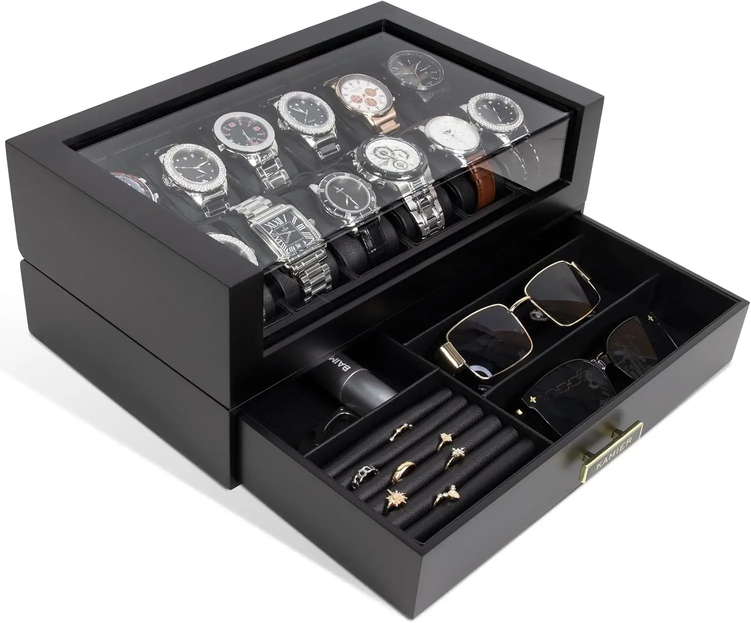 Wooden Drawer Watch Storage Twelve Slot Case Men