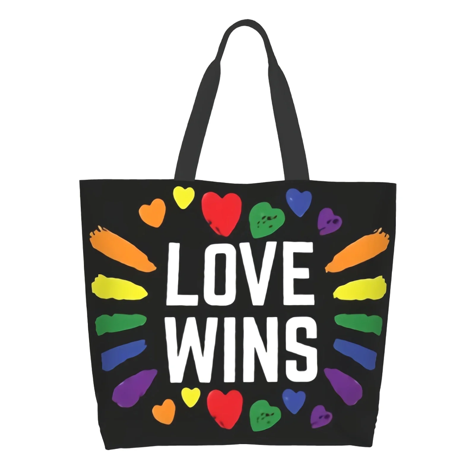 Love Wins Tote Bag Women Casual Shoulder Bag Handbag Reusable Multipurpose Heavy Duty Shopping Grocery Bag for Outdoors