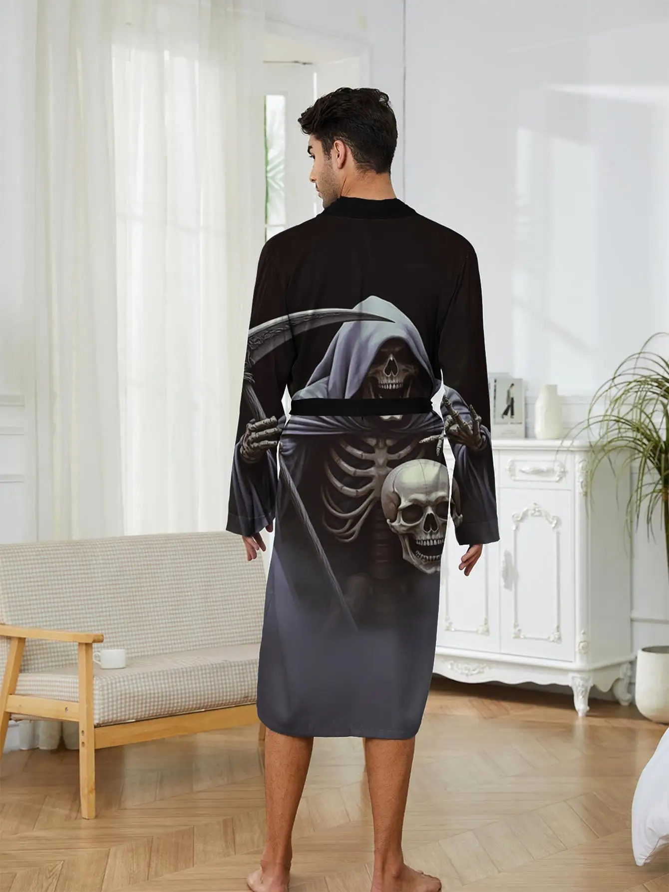 

1pc Men's Robes 2026 Spring/Summer Dressing Gown Nightie for Men Sleepwear Bathrobe Graphic Men's Pajamas 3D Printed Polyester