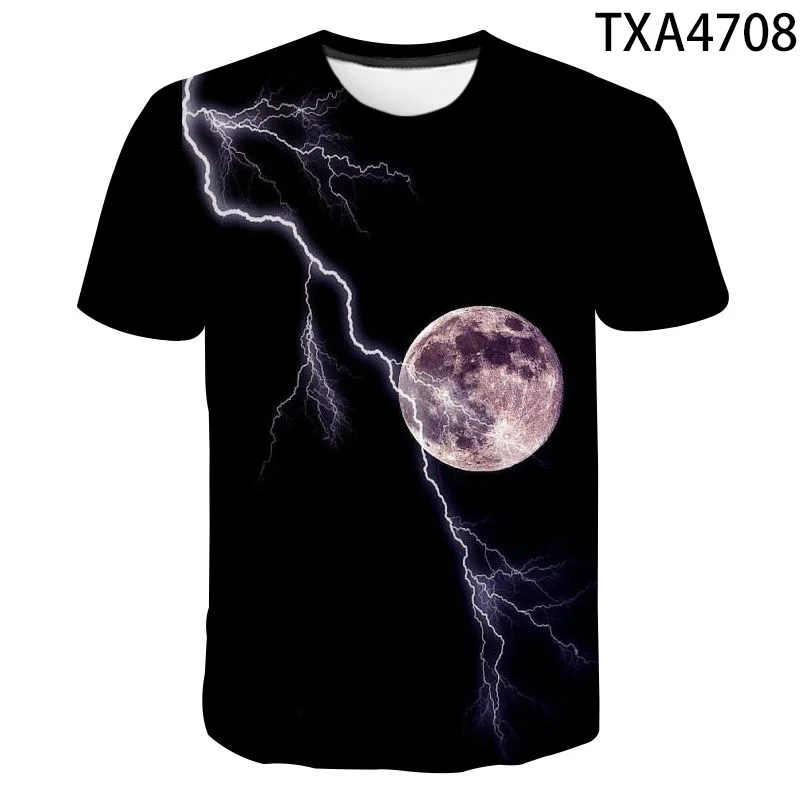 Summer Short Sleeved Thunderbolt Printed T Shirt Men Women Children 3D Dazzling Lightning Flash T-shirt Boy Girl Tops Cool Tees